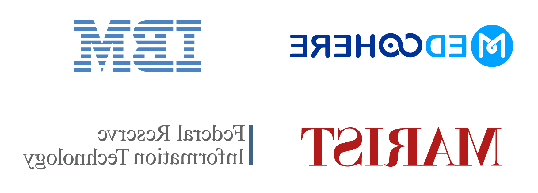 Logos of Computer Science career destinations: MedCohere, IBM, Marist College, and Federal Reserve Information Technology