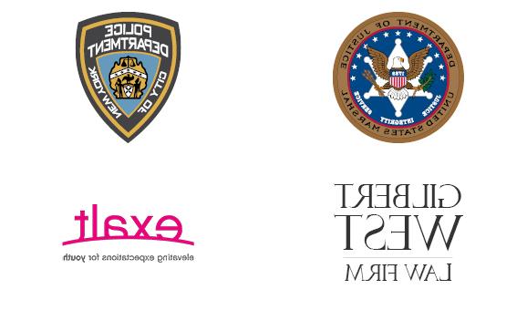 刑事司法职业的标志:美国法警，NYDP，吉尔伯特·韦斯特律师事务所，高举青年